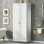 Storage Cabinet with Two Doors for Bathroom,Adjustable Shelf, MDF Board