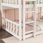 Triple Twin Bunk for Kids, Twin over Twin over Twin Detachable Bunk Bed with Ladder and Guardrail, Separate into 3 Beds