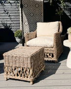 Poltrona da giardino con poggiapiedi Rattan Naturale