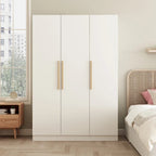 Timechee 47.2 Armoire Clothes Storage Solid Wood Handles Wardrobe White