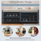 43.30 Solid Wood Storage Bench with Contemporary Distressed Blinds