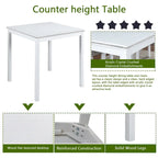 Modern 5-Piece Dining Set with Square Counter Height Table & 4 Upholstered Chairs