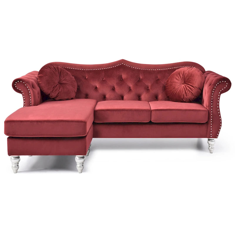 Hollywood Velvet Sofa with Reversible Chaise