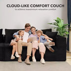107/ 137 Modular Sectional Cloud Couch,Deep Seat Boneless Couch,Convertible Comfy Floor Sofas with Ottomans and Memory Foam