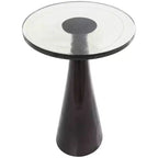 Aluminum Geometric Cone Accent Table with Textured Glass Tabletop 24 in