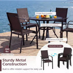 Gymax 9PCS Patio Dining Set Rectangular Table & Stackable Chairs w/Umbrella Hole