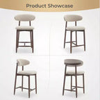 Ora Maison Set of 2/4/6 Counter Height Upholstered Bar Stool with Fabric & Walnut Finish