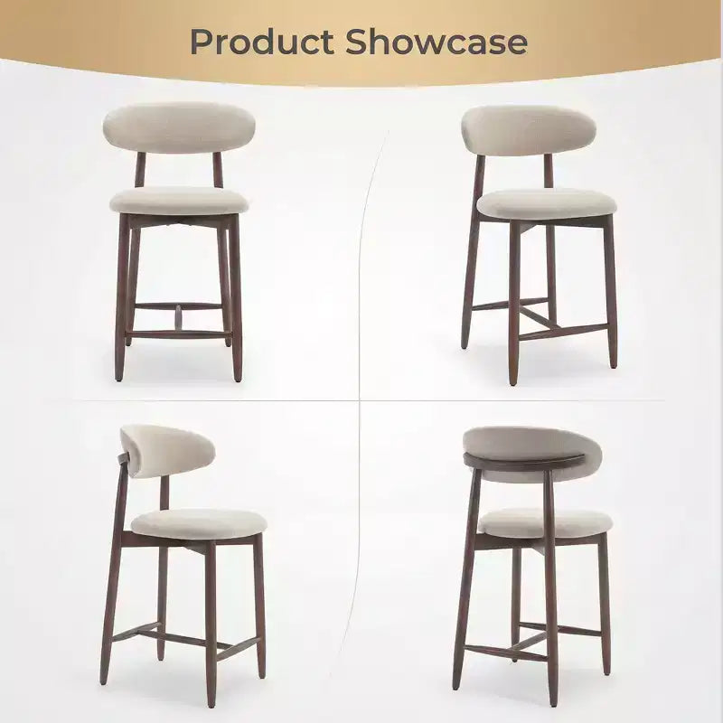 Ora Maison Set of 2/4/6 Counter Height Upholstered Bar Stool with Fabric & Walnut Finish