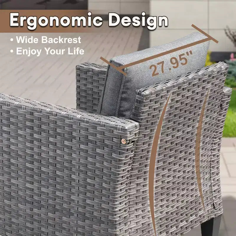 Ovios Tampa 8pc Wicker Outdoor Patio Furniture Conversation Sofa Set with Swivel Chairs and Cushions