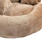 Oversized Round Accent Chair with High Wraparound Back, Chenille Upholstery & 3 Cushions