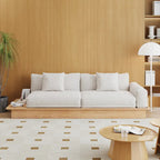 JASIWAY Modern Solid Wood Upholstered Cotton Linen Sofa