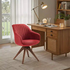 Art Leon Comfortable Fabric Swivel Accent Chair with Solid Oak Wood Legs