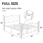 Javlergo Victoria Metal Platform Bed Frame with Headboard and Footboard
