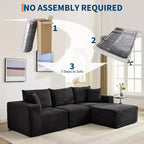 108 Modern Sofa Couch, 3 Seater Upholstered L Shaped Sofa with Pillows, Deep Seat Sofa, No Assembly Required