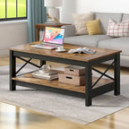 Farmhouse Coffee Table with Storage 2-Tier Center Table for Living Room