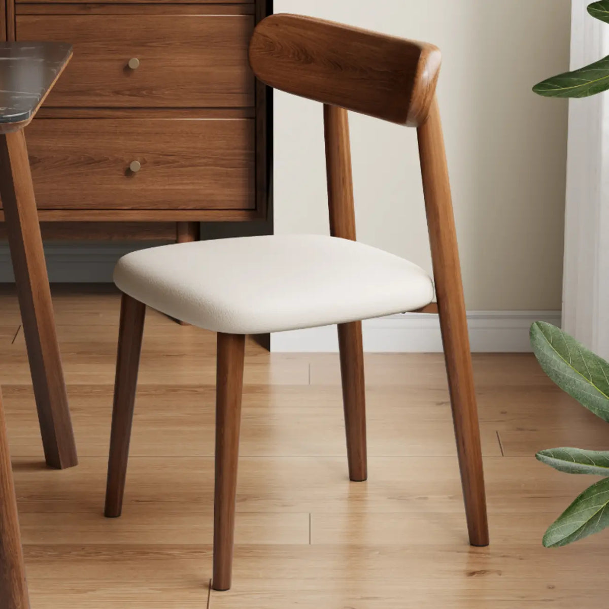 Modern Armless Leather Dining Chair with Low Back