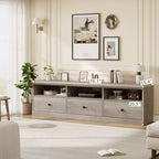 70 Mid-Century Modern Entertainment Center with Storage Drawer & Open Shelves