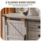 SinCiDo Farmhouse 60Dressing Table with Sliding Barn Door and 4 Drawers,Drawer Cabinet Living Room,Bedroom,Coffee Bar