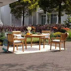 Sonoma Lane Rockport Teak Wood Outdoor Dining Chair Beige - Weather-Resistant with Foam Cushion