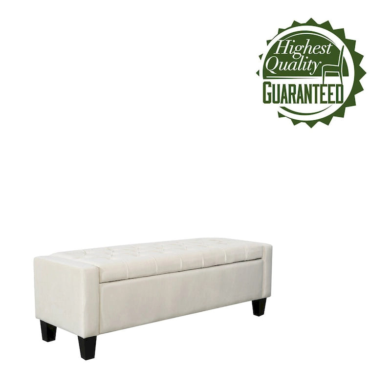 Velvet Button Tufted Flip Top Storage Bench