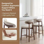 Ora Maison Set of 2/4/6 Counter Height Upholstered Bar Stool with Fabric & Walnut Finish
