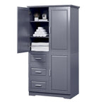 Tall and Wide Storage Cabinet with Doors for Bathroom, Three Drawers