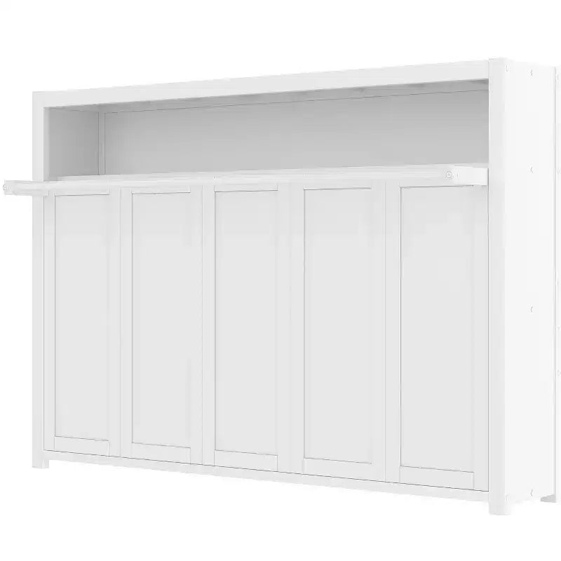 Twin Size Murphy Bed with Shelves, Metal Wall Bed with Foldable Design for Small Space