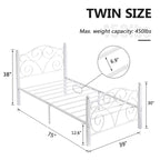Javlergo Victoria Metal Platform Bed Frame with Headboard and Footboard