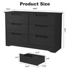 6 Drawer Dresser for Bedroom, 46.8W Wooden Chest of Drawers with Recessed Handles, Clothing Storage Cabinet, Dresser TV Stand for Hallway