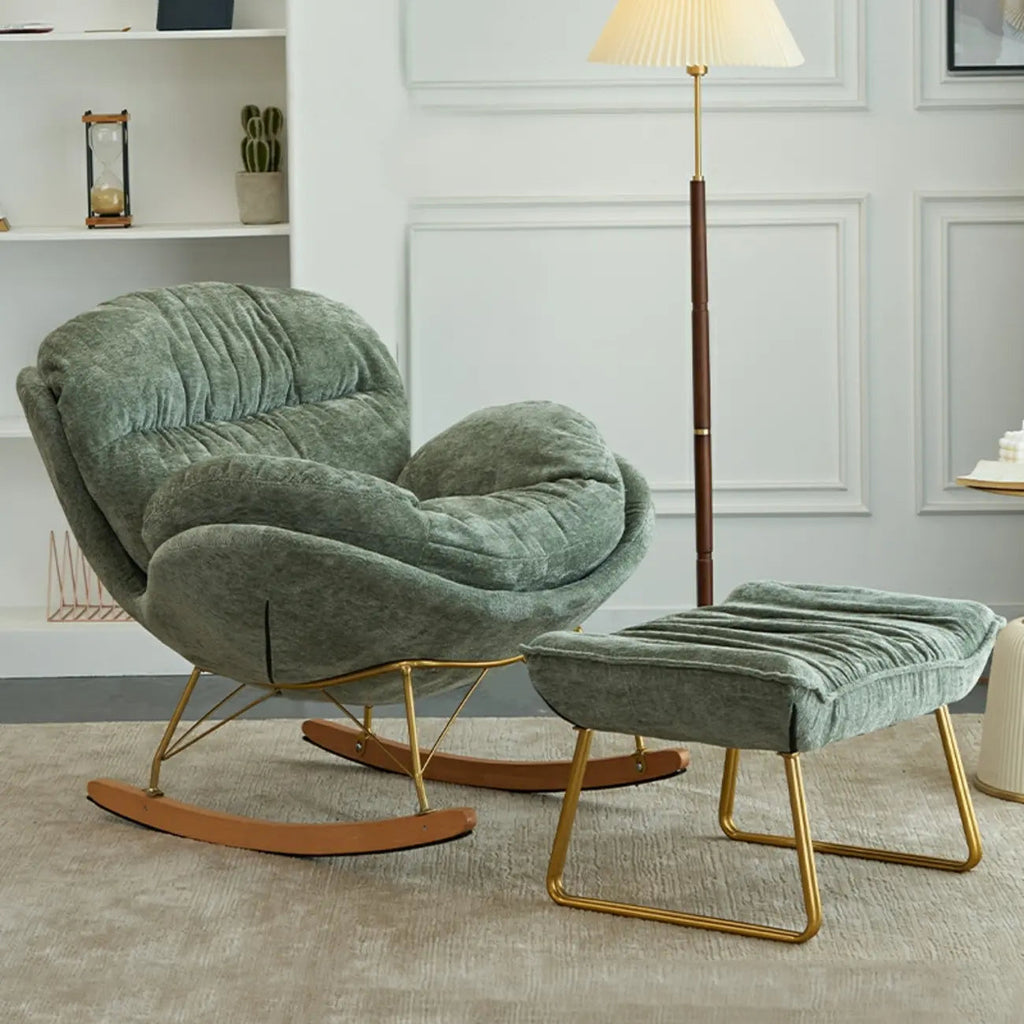 Modern Velvet Ergonomic Upholstered Rocking Chair for Nursery