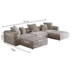 141.73 Modular Sectional Sofa, Corduroy U Shaped Sofa Couch with Ottomans