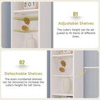 VECELO 70.9 Inches Tall Bathroom Narrow Linen Cabinet, 8 Tiers Solid Wood Freestanding Storage Cabinet