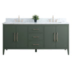 Vanity Art 72 Double Sink Bathroom Vanity Cabinet with Engineered Marble Top