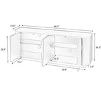 JVNOXK Sideboard Storage Cabinet TV Stand with wave pattern Buffet Cabinet Wooden Vertical Striped Cabinet for Kitchen/Bedroom/Entryway. Natural