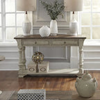 Morgan Creek Antique White Wire Brushed Tobacco Accents Sofa Table