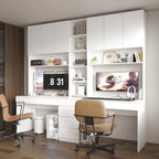 Dual-Person Modern Workstation Spacious White Gaming and Office Desk