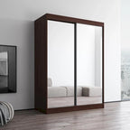 Mirrored 2-Door Wardrobe Armoire with High-Gloss Finish | 47 or 59 Wide