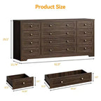 12 Drawers Dresser for Bedroom Wooden, Modern Wide TV Stand Dressers for 65 Inch TV, Wood Chest of Drawers, Farmhouse Clothes Storage for Living Room