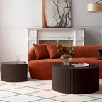 Modern Glam Round End Nesting Coffee Table Set for Living Room (Set of 2) No Assembled