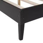 Queen Size Solid Wood Bed Frame with 2 Nightstands, Elegant Rattan and Wood Combination Platform Bed with Lamps - ModernLuxe