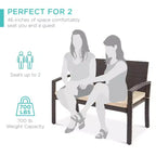 Best Choice Products 2-Person Outdoor Wicker Bench Garden Patio Porch Furniture w/ 700lb Capacity, Cushion