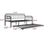 MAYEERTY Twin Size Metal Daybed Frame with Trundle, Heavy Duty Sofa Bed Platform, No Box Spring Needed, Black