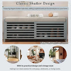 43.30 Solid Wood Storage Bench with Contemporary Distressed Blinds