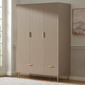 3 Door Wardrobe with Drawers - Taupe