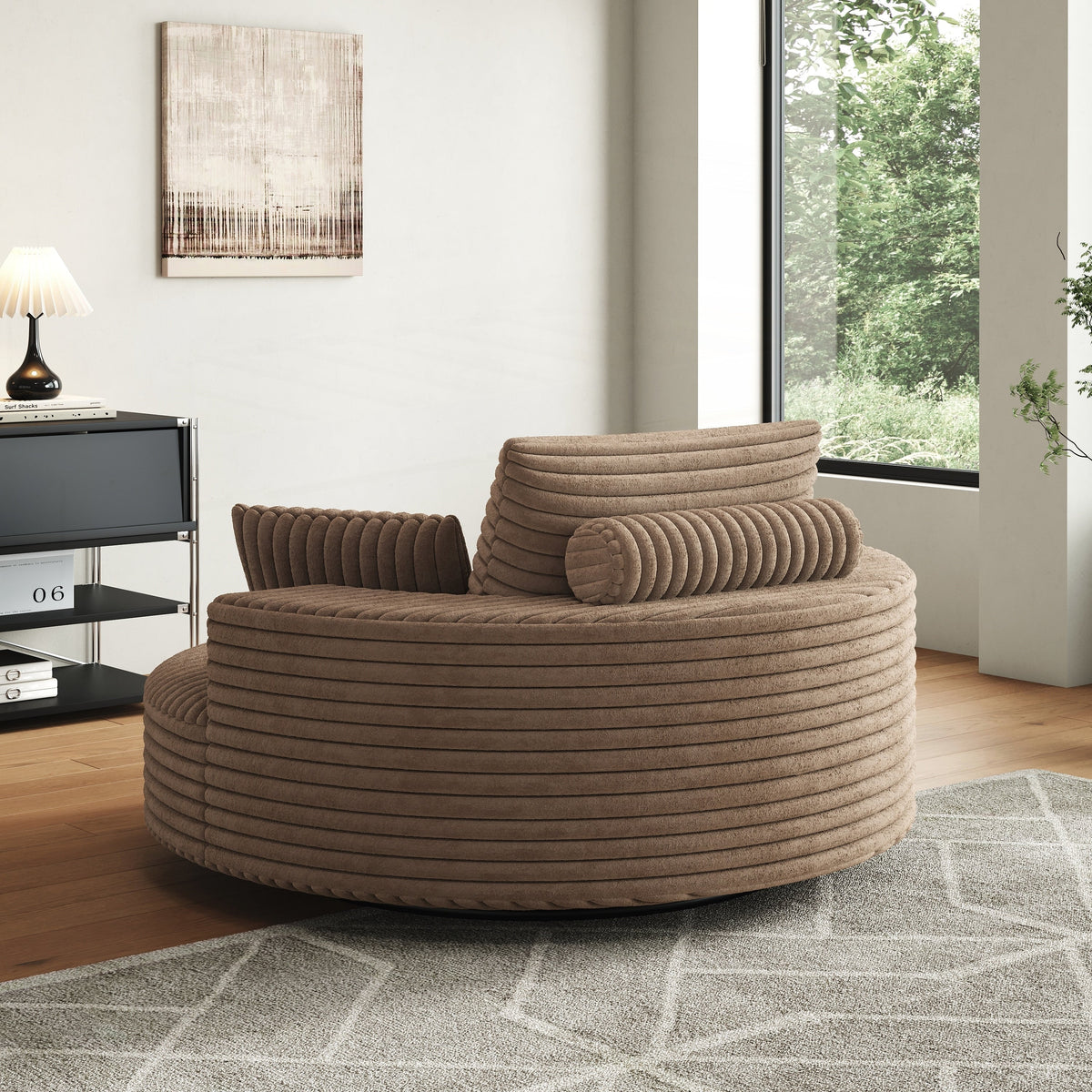 Corduroy Chenille Foam Single Swivel Chair