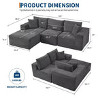 108 Modern Sofa Couch, 3 Seater Upholstered L Shaped Sofa with Pillows, Deep Seat Sofa, No Assembly Required