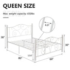 Javlergo Victoria Metal Platform Bed Frame with Headboard and Footboard