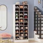 30 Pairs Tall Shoe Cabinet, 10 Tiers White Wooden Shoe Storage Rack for Closet, Entryway - 10-tier