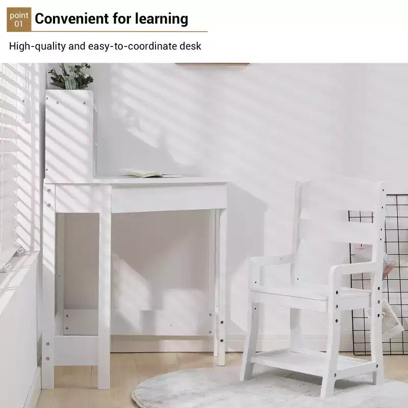 COZONY Kids Corner Desk and Chair Set, L-Shaped Study Table for Boys and Girls Ages 38
