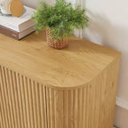 JVNOXK Sideboard Storage Cabinet TV Stand with wave pattern Buffet Cabinet Wooden Vertical Striped Cabinet for Kitchen/Bedroom/Entryway. Natural